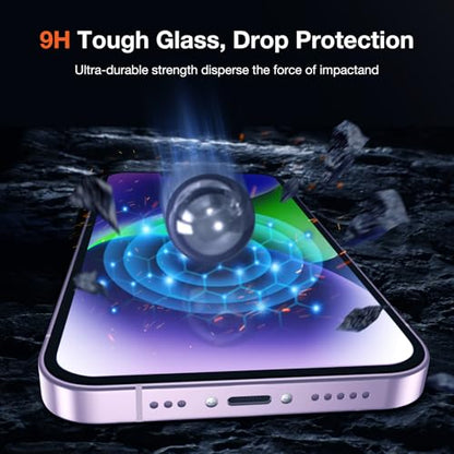 KUZOOM 2Pack Privacy 9H+ Tempered Glass Screen Protector for iPhone 14 - color: Black 14