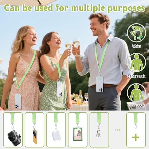 takyu Phone Lanyard, 2 Pack Adjustable Anti-Drop Neck/Wrist Strap with 2 Pcs Tether Patches, Secure Hands-Free Compatible for iPhone Samsung Perfect for Nurses, Teachers, Travel, Hiking Black+Qgreen - color: Black + Qgreen