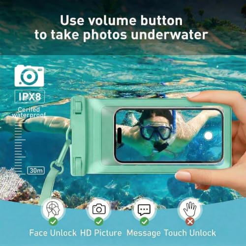 Waterproof Phone Pouch for iPhone 17 16 15 Pro Max IPX8 Green-8.3 | Card Pocket, Lightweight, Large Cellphone Dry Bag, IPX8 Rated, Beach Essential, Cruise Ship, 1 Pack, 8.3 inch - color: A7-Green -1 pack