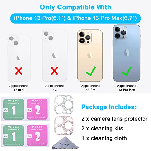 Wisdompro [2 Pack] Bling Camera Lens Protector for iPhone 13 Pro Max/13 Pro - size: for iPhone 13 Pro Max & 13 Pro