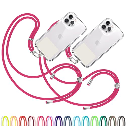 TBOC 2X Cell Phone Lanyard [Fuchsia] - Comfortable Universal Smartphone Lanyard - Easy to Use Neck Phone Holder [White Ice Patch] - Adjustable Length Phone Strap Crossbody - Fits All Mobile Phones - color: Fuchsia