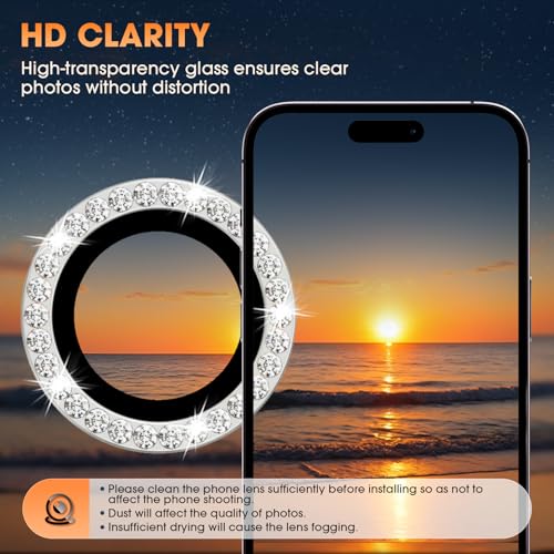 iPhone 16 Pro/16 Pro Max Camera Lens Protector Bling Diamond, Silver - color: Silver, size: 16 Pro/Max