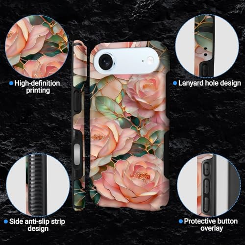 Case for iPhone 17 Air | Anti-Slip Side Handle| Bold Protective Design | Compatible with MagSafe | Stained Glass Pink Flower | - color: Stained Glass Pink Flower, size: iPhone 17 Air