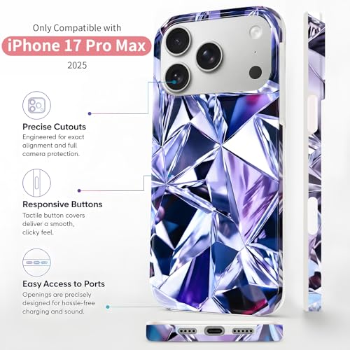 Case Compatible with iPhone 17 Pro Max, 2025 Anti-Yellow Ultra Transparent Soft TPU Phone Case, Shockproof Anti-Slip Slim Lightweight Full Coverage Protective (Gemstone) - color: Gemstone