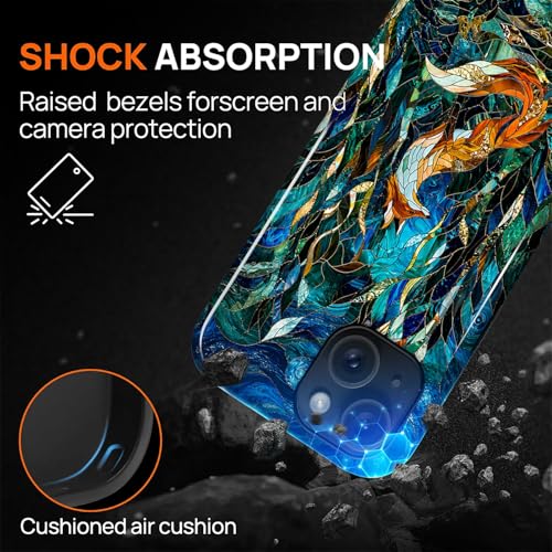Case Compatible with iPhone 15, Cute Dual Layer Hybrid Phone Cover, Military Grade Drop Protection, Aesthetic Shockproof Phone Case for Women Girls, Woodland Fox Stained Glass - color: Woodland Fox Stained Glass, size: Iphone 15