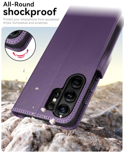 OCASE for Samsung Galaxy S26 Ultra Wallet Case, Card Holder, Dark Purple | RFID Blocking, Kickstand, Magnetic Closure, PU Leather Flip Folio, Shockproof TPU Shell, Protective Phone Cover (6.9") 2026 - color: Dark Purple, size: Samsung Galaxy S26 Ultra