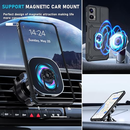 Janmitta Compatible with Moto G Power 5G 2024 Case Built in Slide Camera Lens Cover+Screen Protector+Finger Ring Holder Kickstand,Heavy Duty Shockproof Full Body Protective Phone Cover,Black - color: Black, size: Moto G Power 5G(2024)