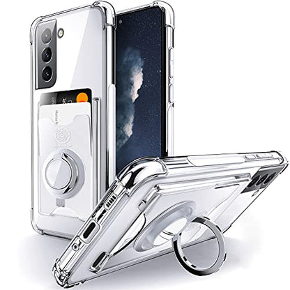 Shields Up for Samsung Galaxy S21 FE Case with Card Holder Stand, Clear - color: Clear, size: Galaxy S21 FE