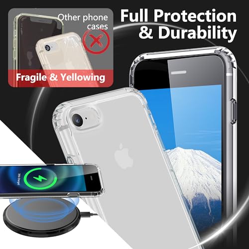 ONES for iPhone SE3 SE2 SE 8 7 Case Clear, [PC + TPU Hybrid][Military-Grade Drop Protection][Anti-Yellowing], Shockproof Silicone Hard Cover, Transparent Slim Case - color: HD Highly Clear, size: iPhone SE / 8 / 7