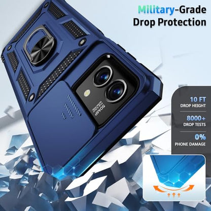VINVE for Moto G Stylus 5G 2023 Case [Not Fit 4G Version] Slide Lens Cover HD Screen Protector, Military Grade Drop Protection, Magnetic Rotated Ring Holder Kickstand Protective Phone Case (Navy Blue) - color: Navy Blue ,Military Grade 2nd gen.
