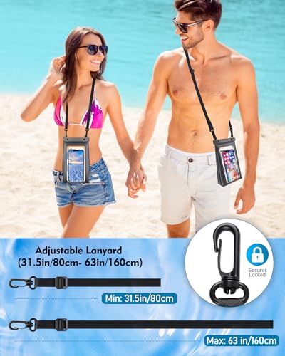 Large Waterproof Phone Pouch Universal Phone Waterproof Case for Phone IPX8 Water Proof Dry Bag with Wide Lanyard Large Capacity Waterproof Bag for Swimming Rafting - color: Black, Large Opening 5.1''