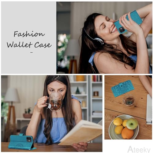 Wallet Case for iPhone 12 and iPhone 12 Pro, [RFID Blocking] 3 Card Holder Stand with Credit Card Slot PU Leather Magnetic Protective Flip Cover for iPhone 12/12 Pro (Dark Blue) - color: Dark Blue