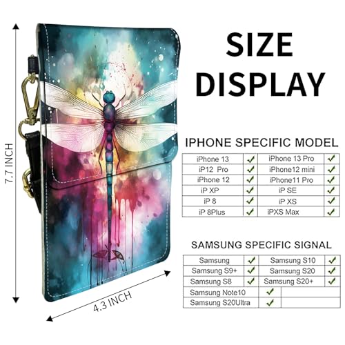 for Women Cell Phone Purse,with Touchscreen Cell Phone Purse,PU Leather Shoulder Bag Waterproof Phone Wallet Case with Clear Touch Screen Window up to 6.7 inch Smartphone, - color: Color Dragonfly -171