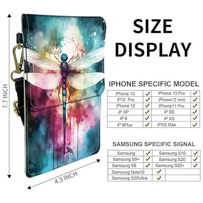 for Women Cell Phone Purse,with Touchscreen Cell Phone Purse,PU Leather Shoulder Bag Waterproof Phone Wallet Case with Clear Touch Screen Window up to 6.7 inch Smartphone, - color: Color Dragonfly -171