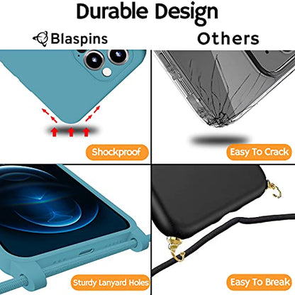 Crossbody Lanyard Strap Case for iPhone 14 Pro Max, Neck Cross Body, Adjustable Holder Removable, Drop Protection Shockproof,Hands-Free Silicone Case 6.7 inch,150 cm Strap, iP14PM-Pine Green - color: Pine Green