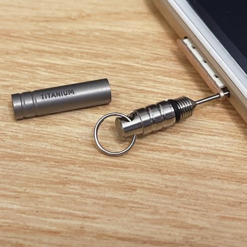Titanium SIM Card Tray Removal Tools, Eject Pins Tools, Ejector Pins Needle Remover, EDC Portable Key Pendant