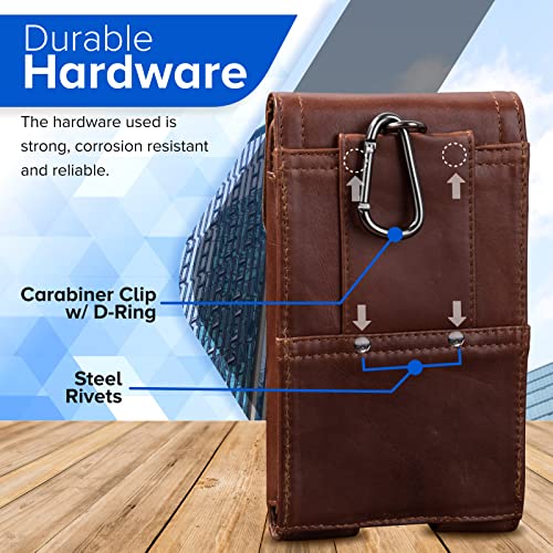 Belt Clip Holster Pouch Hengwin Genuine Leather Phone Case Holster with Magnetic Closure Belt Loop Pouch Bag Fit for iPhone 17 Pro Max 16 Pro Max 14 Pro Max 13 Pro Max Samsung Galaxy S25 Ultra (Brown) - color: Brown