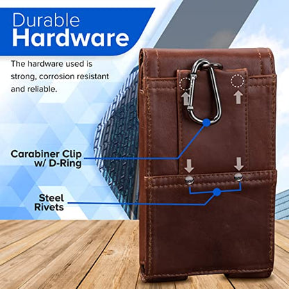 Belt Clip Holster Pouch Hengwin Genuine Leather Phone Case Holster with Magnetic Closure Belt Loop Pouch Bag Fit for iPhone 17 Pro Max 16 Pro Max 14 Pro Max 13 Pro Max Samsung Galaxy S25 Ultra (Brown) - color: Brown