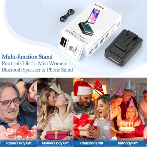 JTEMAN Cell Phone Stand with Bluetooth Speaker,Birthday Gifts for Men Women - color: Black
