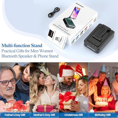 JTEMAN Cell Phone Stand with Bluetooth Speaker,Birthday Gifts for Men Women - color: Black