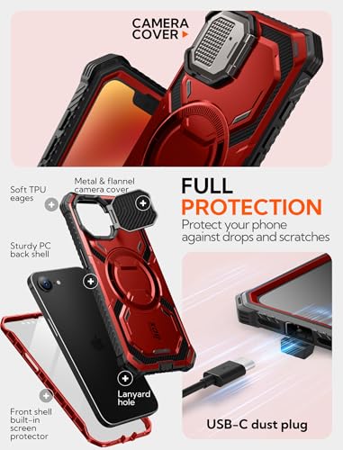i-Blason for iPhone 16e / iPhone 17e Case MagSafe with Stand, Red - color: Red