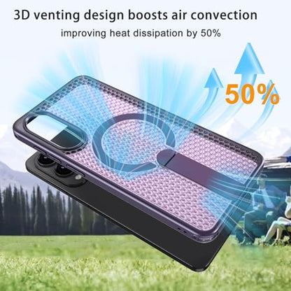 for Samsung Galaxy S25 Edge Case with Stand Compatible with MagSafe +1 Screen Protector, [Built in Kickstand &Magnet][Heat Dissipate] Protective Matte Case for Galaxy S25 Edge (Purple) - color: Purple