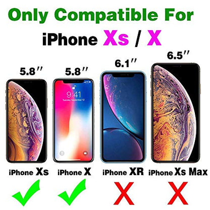 Argyle Wallet Case for iPhone Xs X 10 10s with Wrist Strap Shoulder Strap Card Slot Zipper Purse, PU Leather Stand Phone Cover for iPhoneX iPhoneXs iPhone10 i PhoneX SX 10x 10xs X’s Black | Women, Wrist/Shoulder Strap Card Slot, PU Leather, Stand, Phone C