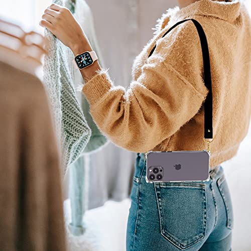 for iPhone 14 Pro Max Clear Case with Crossbody Strap, Slim Fit Shockproof Protective Phone Case with Anti-Lost Detachable Adjustable Shoulder Neck Lanyard Strap for Girls and Women - size: iPhone 14 Pro Max