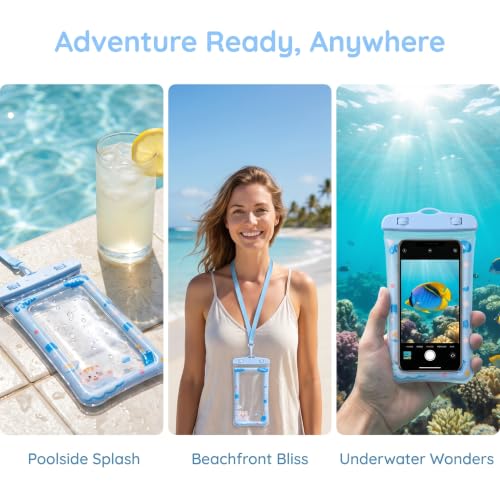 1 Pack Waterproof Phone Pouch with Lanyard Underwater Dry Bag case Universal high Transparency Touch Screen Protective case Suitable for Beach and Travel-Happy Cat - color: Happy-Cat, size: 1Pack