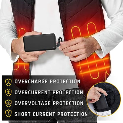 Whsahans 5V 2A 20000mah Heated Vest Heated Jacket Battery Pack Power Bank Rechargeable Battery for for Heated Vests Heated Jackets Heated Hoodies for Men Women(No DC Port, Not Suit for 7.4v)