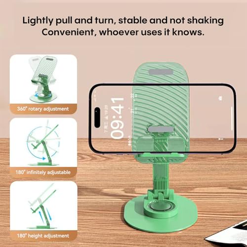 Foldable Desktop Phone Holder, Phone Holder on Desk Compatible with iPhone15, 14, 13 Pro Max Mini, Suitable for 3.5-12.9 inch Phones and Tablet Computer. (Green) - color: Green