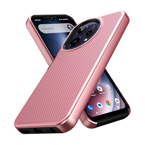for Cricket Icon Plus 2026 (Plus Version Only) /AT&T Verge 2 Case with Tempered Glass Screen Protector,Dual Layer Heavy Duty Shockproof Protection (Rose Gold) - color: Rose Gold