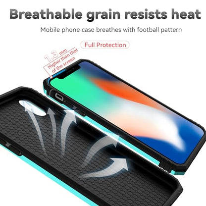 for iPhone XS Max Case with Camera Lens Cover HD Screen Protector, Dual Layer Military Grade Drop Protection Magnetic Ring Holder Kickstand Protective Phone Case for iPhone XS Max 6.5 inch (Mint) - color: Mint with camera cover Military-Grade 2nd gen