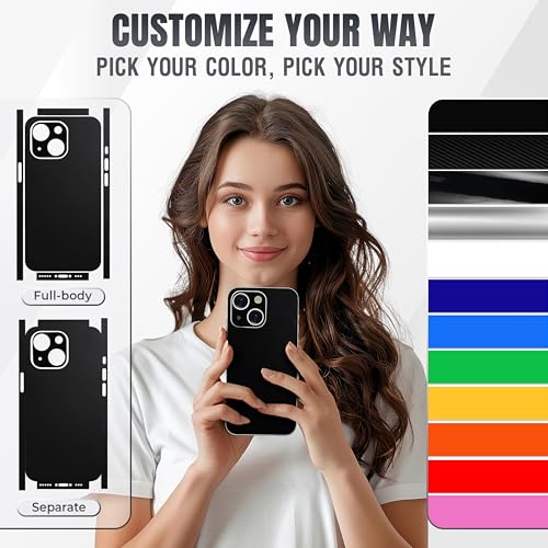 2Pcs Skin Wrap Compatible for iPhone 14 – Slim Decal Vinyl Protective Film for Sides & Back – Sleek Fit, Premium Look – Compatible with All iPhone 14 Cases - Black - color: Black