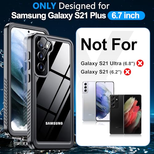 xiwxi for Samsung Galaxy S21 Plus Case Waterproof,[IPX8 Underwater Case][Full Body Shockproof & Military Dropproof] Clear Sound Quality Built-in Screen Protector for Samsung S21 Plus 6.7 inch-Black - size: For Samsung S21 Plus-6.7"