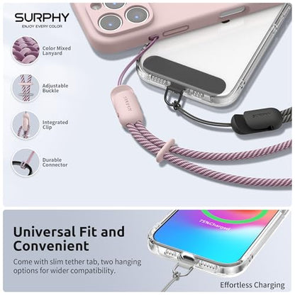SURPHY 3 Pack Phone Wrist Strap, Phone Lanyard with Cellphone Tether Tab - color: Black & Pink & Gray