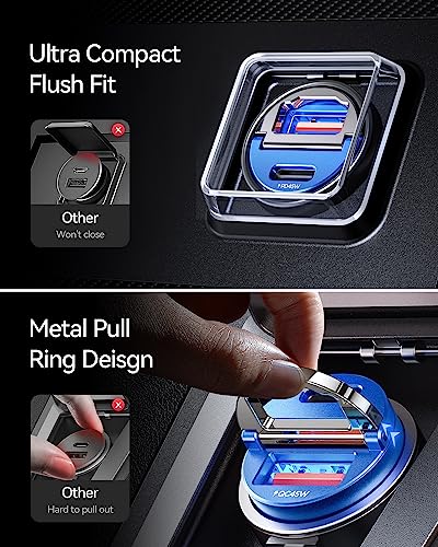 MRGLAS 90W USB C Car Charger Fast Charge, Flush Fit,Extra 3.3ft USB C Cable - color: Blue