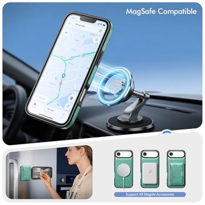 Antsturdy Compatible with MagSafe iPhone 17 Air Wallet Case,Blue Green | 2 in 1 Detachable Magnetic,Credit Card Holder Slots,RFID Blocking,PU Leather,Kickstand,Flip Folio Phone Cover for Men & Women - color: Blue Green, size: iPhone 17 Air - 6.5"