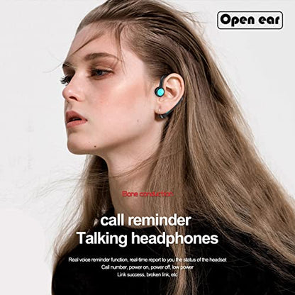 Open Ear Headphones Bluetooth Single Bone Conduction Wireless Earbuds with Earhooks Microphone Earphones Waterproof Long Battery Life Earpiece for Workout Running Sports Cycling Gym Android iOS Blue - color: Blue