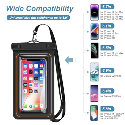 Waterproof Floating Phone Pouch, Universal IPX8 Waterproof Case for iPhone Samsung Galaxy Series, 6.9" Dry Bag with Lanyard for Beach Pool Water Play Swimming Cyan - color: Cyan