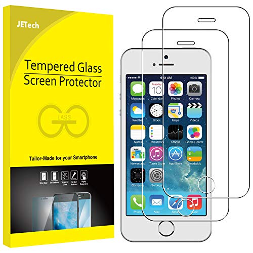 JETech Screen Protector for iPhone SE 2016, iPhone 5s/5/5c, 2-Pack | HD Clear, Tempered Glass Film, Anti-Scratch Glass - size: iPhone SE 2016/5s/5c/5
