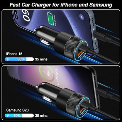 USB C Car Charger, 2 Pack 38W Dual Ports USB-C & USB-A Car Charger Adapter - color: 2-Pack