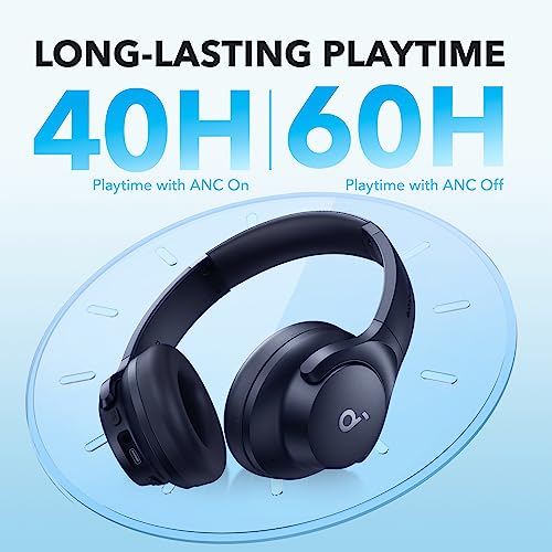 Soundcore by Anker Q20i Hybrid Active Noise Cancelling Headphones, Blue - color: Blue