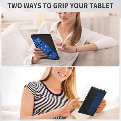 MoKo 2 Pack Hand Strap for 6-8" Kindle eReaders Tablets, Indigo+Shiny Blue - color: Indigo+Glitter Deep Blue