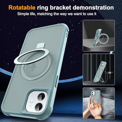 SKYLMW Compatible with iPhone 12/12 Pro Case with Stand,Blue | iPhone 12 Case iPhone 12 Pro Case 6.1",Magnetic Ring Stand,Compatible with MagSafe,Military Protection,Great Grip Feeling - color: Blue, size: Iphone 12 & Iphone 12 Pro