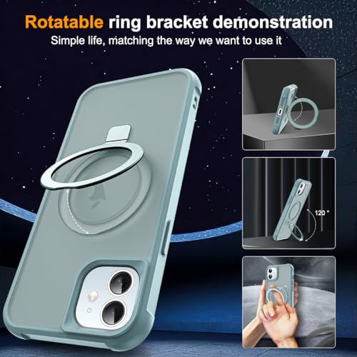 SKYLMW Compatible with iPhone 11 Case with Stand,Blue | iPhone 11 Phone Case 6.1",Magnetic Ring Stand,Compatible with MagSafe,Military-Grade Protection,Great Grip Feeling - color: Blue, size: Iphone 11
