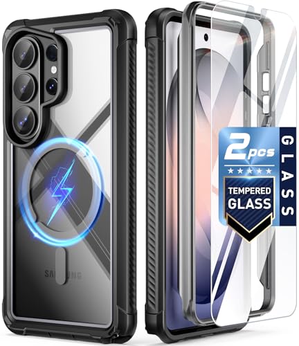 Poetic Guardian MagPro Case for Galaxy S26 Ultra 6.9", MagSafe Compatible | 20FT Mil-Grade Drop Tested | 2 Tempered Glass Screen Protector, Full Body Shockproof Phone Case for S26 Ultra, Black/Clear - color: Black, size: Samsung Galaxy S26 Ultra