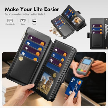 for Samsung Galaxy S26 Ultra Wallet Case with Card Holder RFID Blocking PU Leather Zipper Phone Case Flip Folio Protective Cover Wrist Strap Credit Card Slots Kickstand Men Women,Black - color: Black, size: Samsung Galaxy S26 Ultra - 6.9"