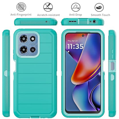 for Motorola Moto G 2026/2025 Case: for Moto G Play 2026 Case with Belt Clip Holster, Heavy Duty 3-Layer Military Grade Rugged Full Body Protection Cover (Teal) - color: Teal