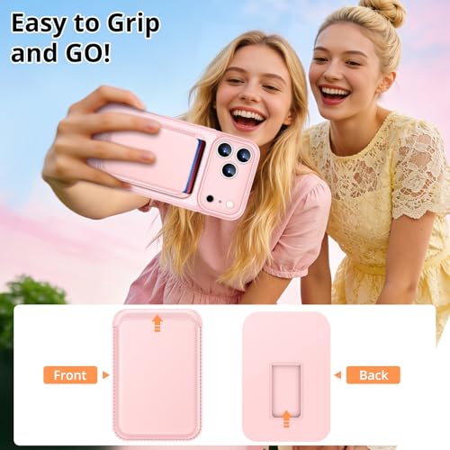 for iPhone 17 Pro Max Case w/Detachable MagSafe Wallet-Pink | RFID Blocking Card Holder&Kickstand, Military-Grade Drop & Raised Camera Protection for Travel & Commute - color: A-Pink